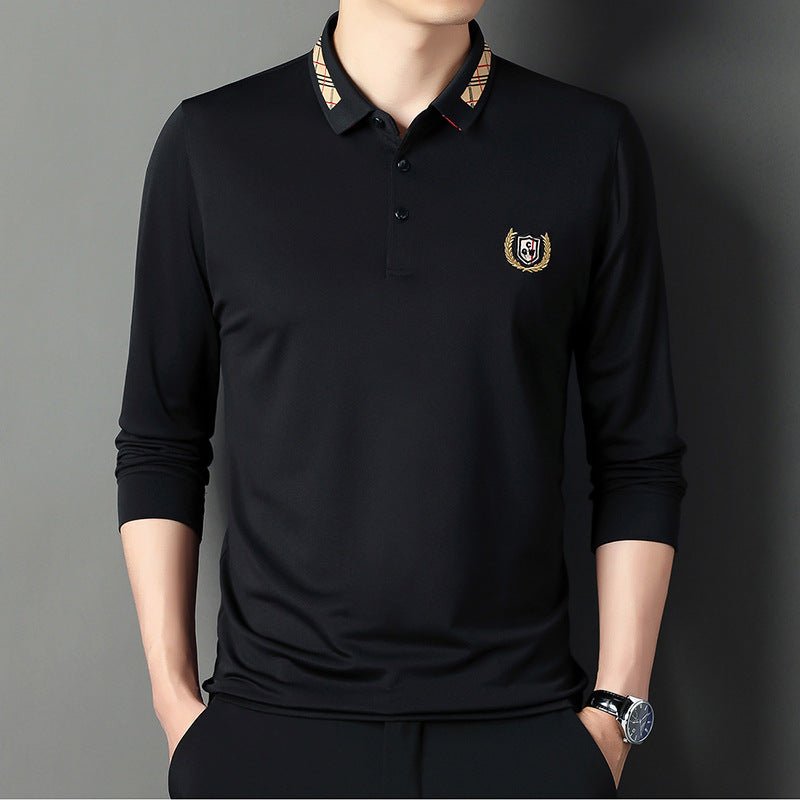 2021 autumn new long sleeve polo shirt men&#39;s business casual lapel embroidery middle-aged dad t-shirt bottoming shirt