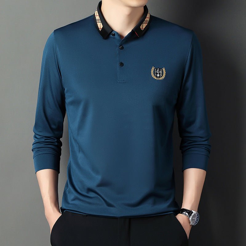 2021 autumn new long sleeve polo shirt men&#39;s business casual lapel embroidery middle-aged dad t-shirt bottoming shirt