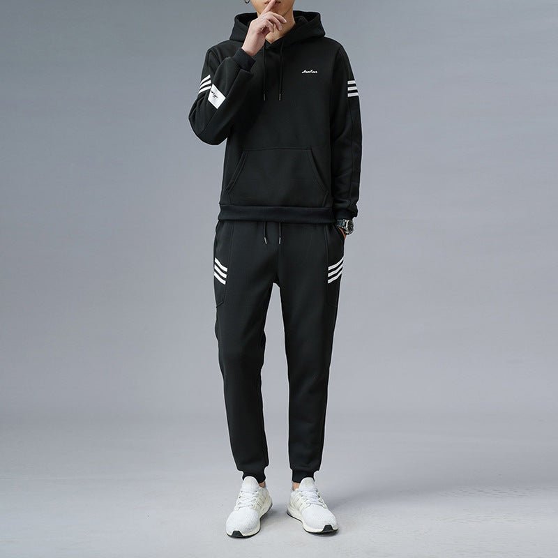 2021 new sports suit male standing open shirt outer casing pants fashion casual set of simple spring men's clothing