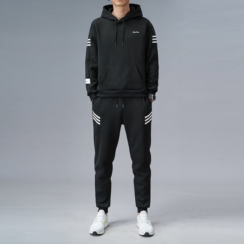 2021 new sports suit male standing open shirt outer casing pants fashion casual set of simple spring men's clothing