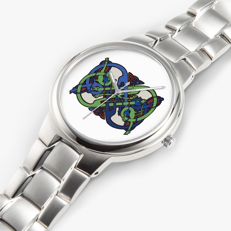 266. Exclusive Stainless Steel Quartz Watch - Celtic graphic style