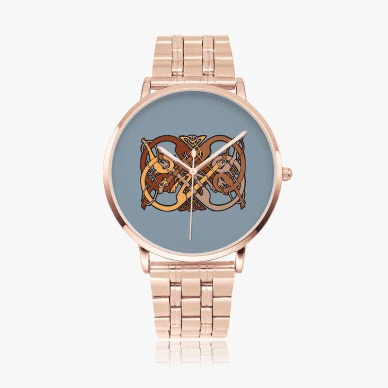 273. Instafamous Steel Strap Quartz watch - Celtic graphic style
