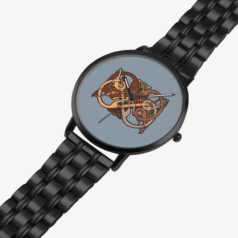 273. Instafamous Steel Strap Quartz watch - Celtic graphic style
