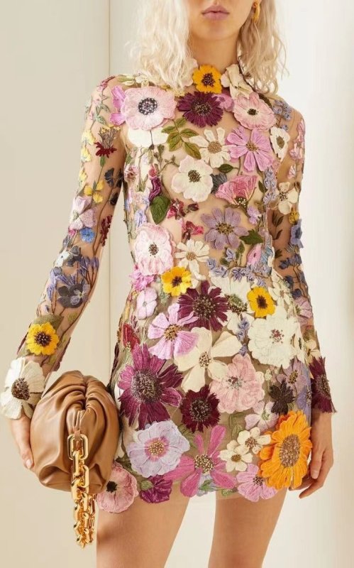 3D flowers Sexy Dress New In Spring and Summer