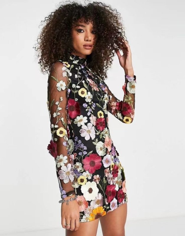 3D flowers Sexy Dress New In Spring and Summer