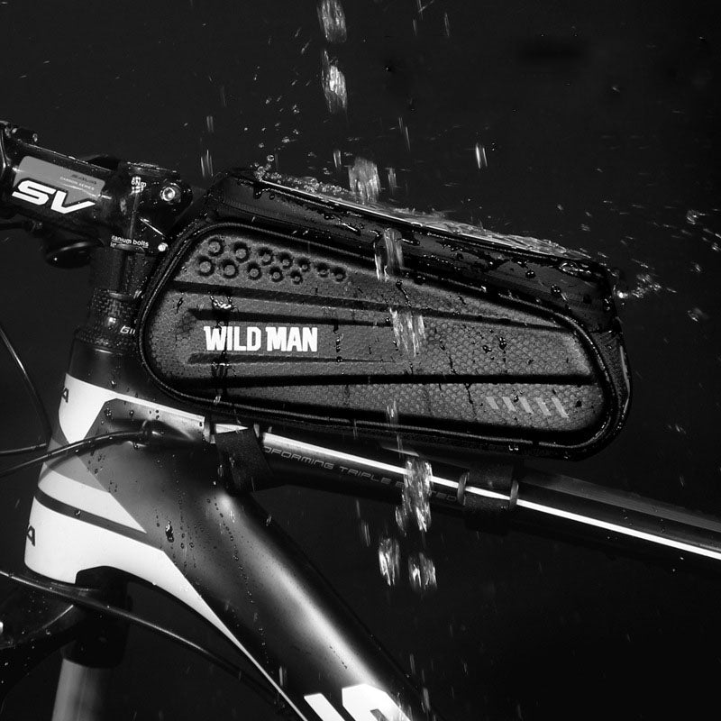 WILD MAN Hard shell bicycle bag front beam bag mountain bike phone touch screen upper tube bag saddle bag riding equipment