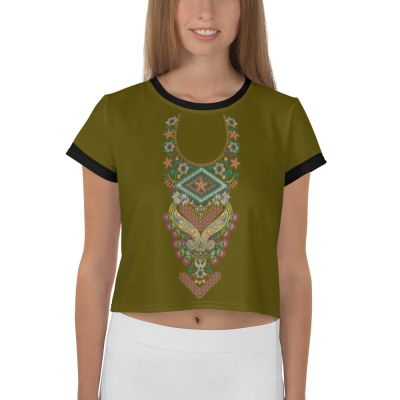 All-Over Print Crop Tee - Indian ornament 3