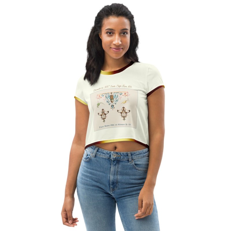 All-Over Print Crop Tee - Rococo pattern