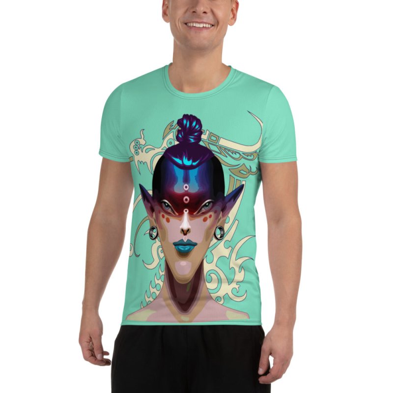 All-Over Print Men&#39;s Athletic T-shirt - Alternative Dragon Avatar turquoise