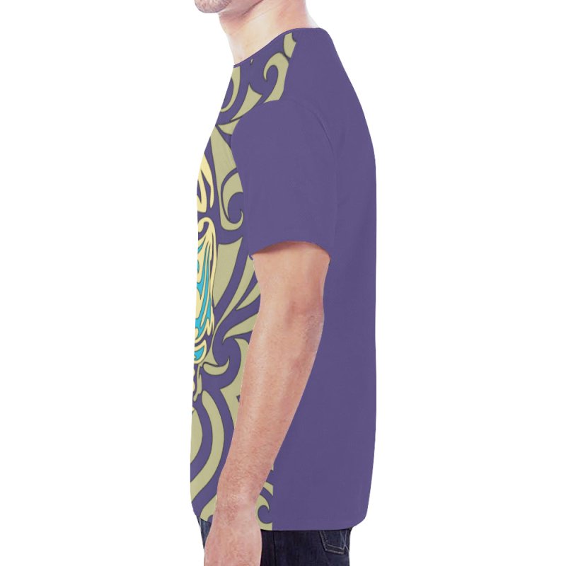 All Over Print Mesh T-shirt (Model T45) - Skull Purple