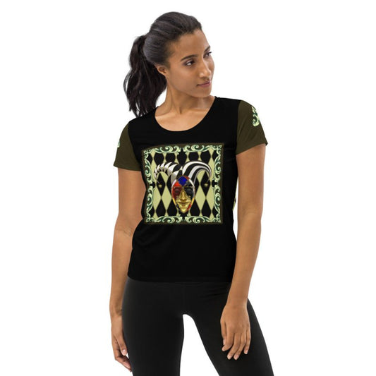All-Over Print Women's Athletic T-shirt - Carnival Mask