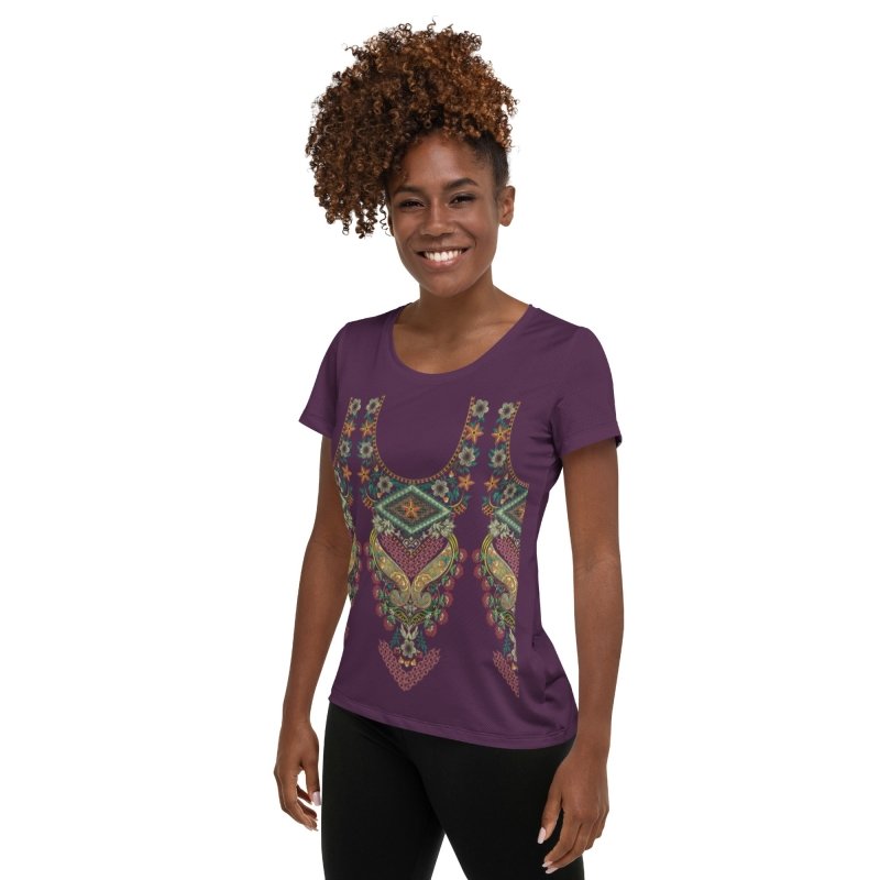 All-Over Print Women's Athletic T-shirt - Indian ornament