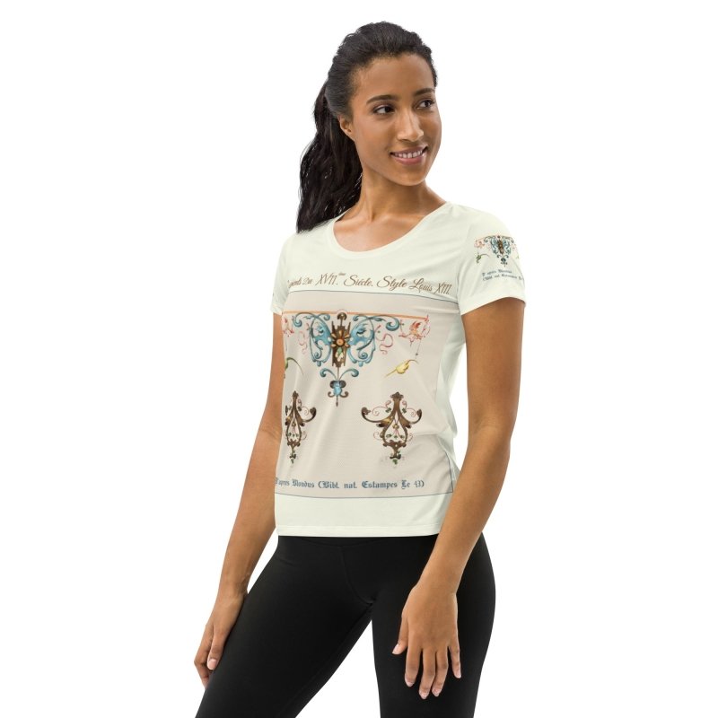 All-Over Print Women's Athletic T-shirt - Rococo decoration (XIII. Louis style)