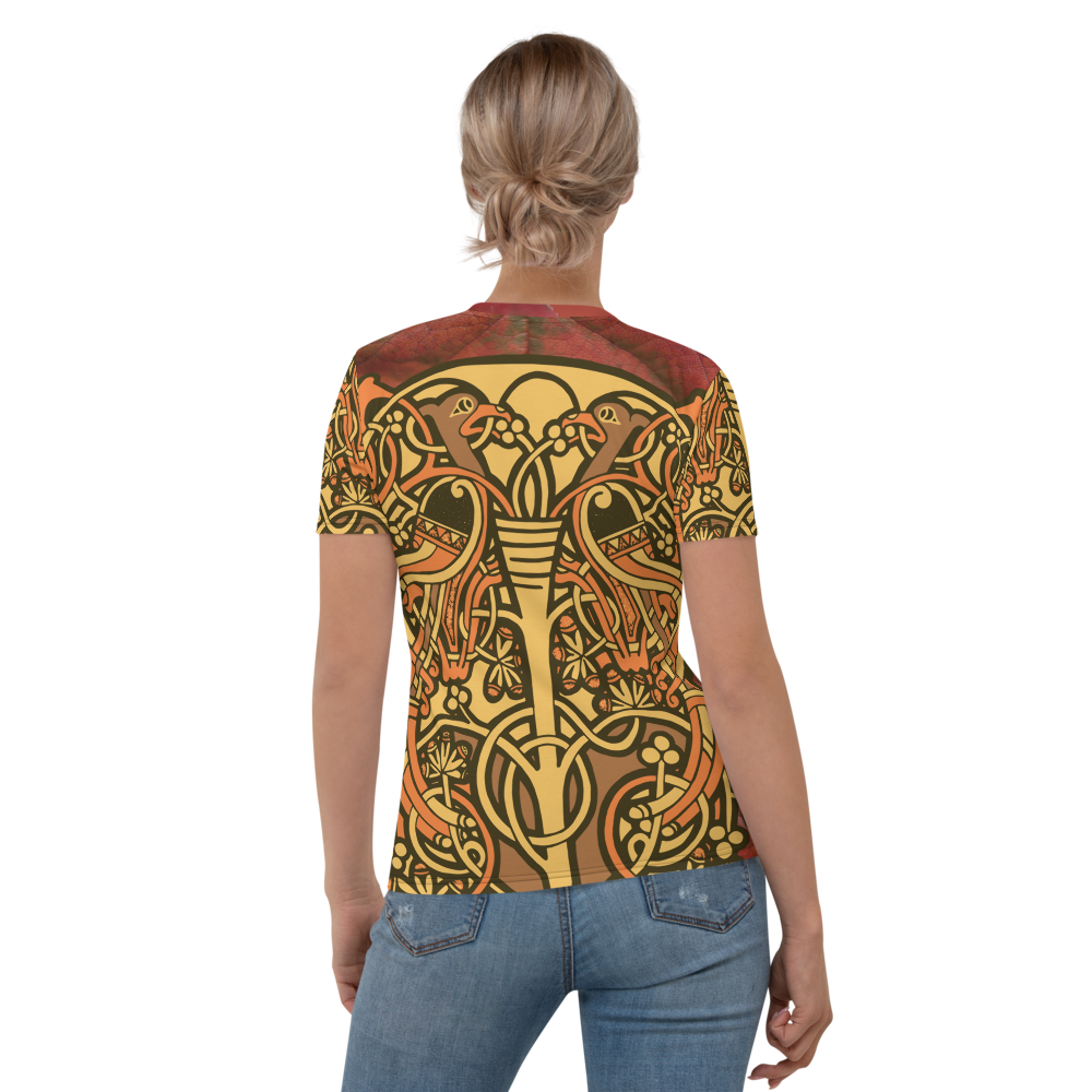 Women's T-shirt - Autumn leaf Celtic Graphic style Brown