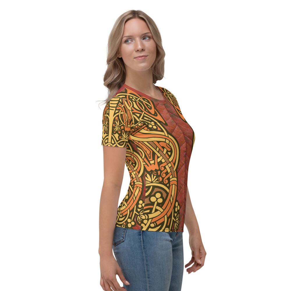 Women's T-shirt - Autumn leaf Celtic Graphic style Brown