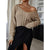 Autumn and Winter New Sweater Stripe Solid V-Neck Knitwear Commuter Women's Fashion