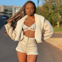 Autumn and Winter New Women's Fashion Long Sleeve Lapel Short Cardigan Slim Warm Jacket - Premium Coats & Jackets for sale