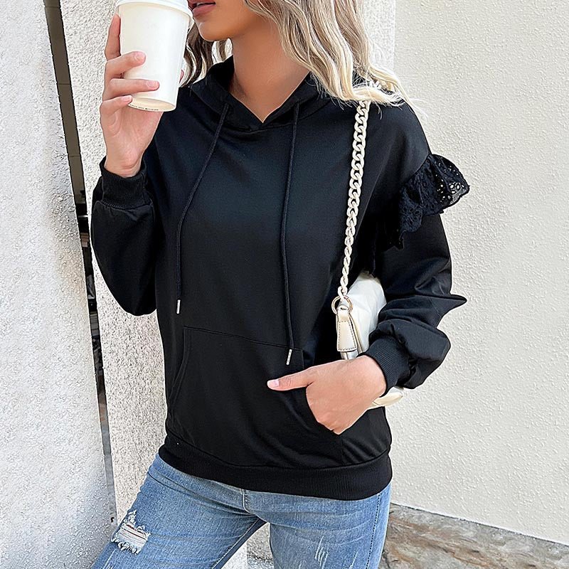 Autumn Winter Women Clothing Long Sleeve Solid Color Hooded Sweater Women