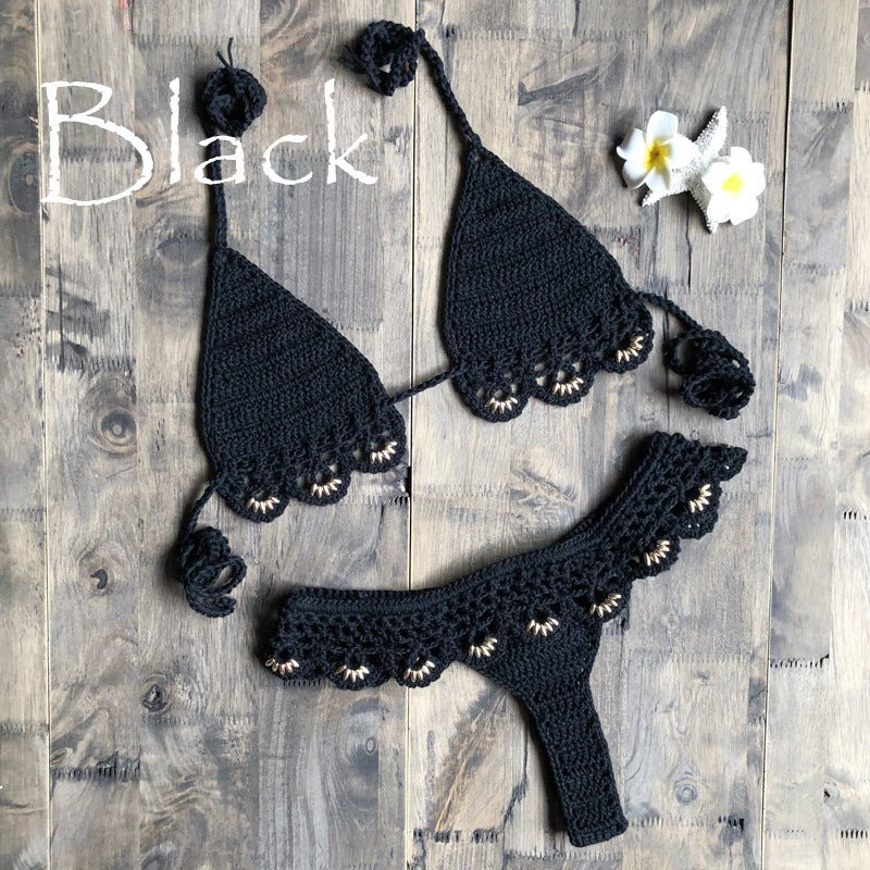 Beach Bikini Handmade Cotton Accessories Woven Sexy Split Swimsuit