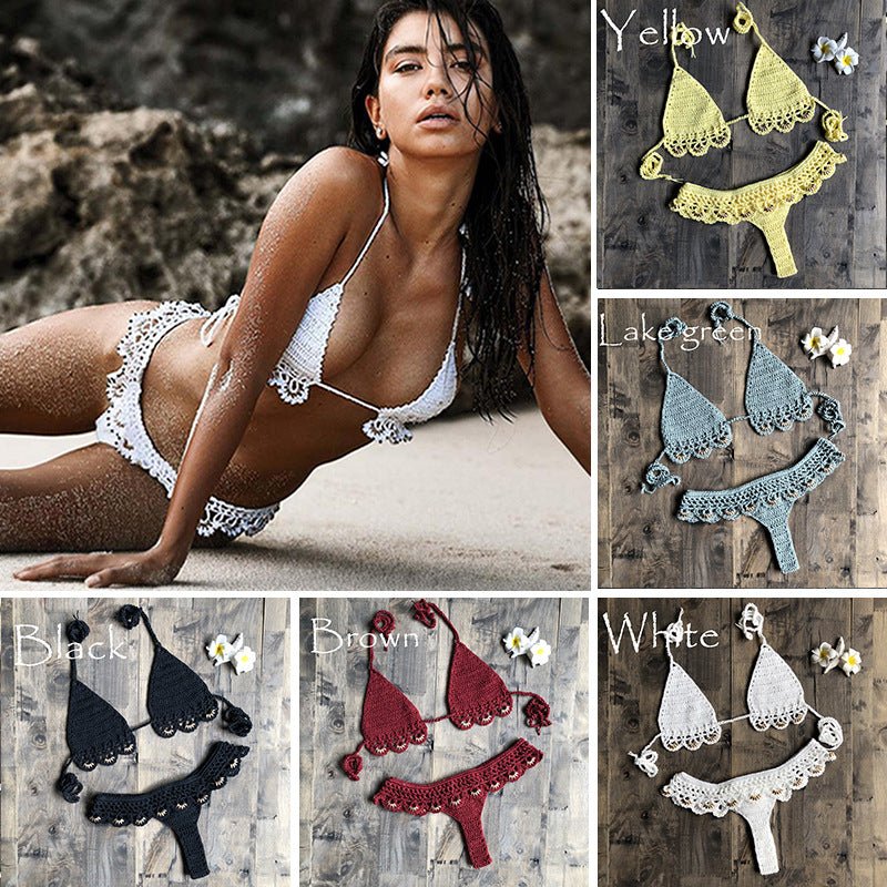 Beach Bikini Handmade Cotton Accessories Woven Sexy Split Swimsuit