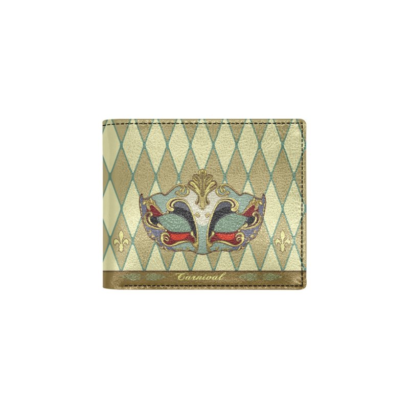 Bifold Wallet With Coin Pocket(Model1706)- Mask gold