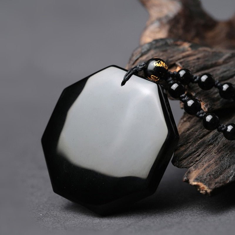 Black Obsidian Yin Yang Necklace Pendant Chinese BAGUA Men's Jewelry Women's Jewelry