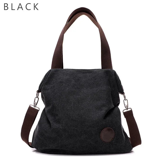 Brand Large Pocket Casual Tote Women's Handbag Shoulder Handbags Canvas Leather Capacity Bags For Women