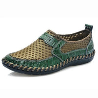 Breathable Mesh Shoes Italy Loafers Mens Casual Shoes Genuine Leather Slip On Brand Shoes Man - Premium Shoes for sale
