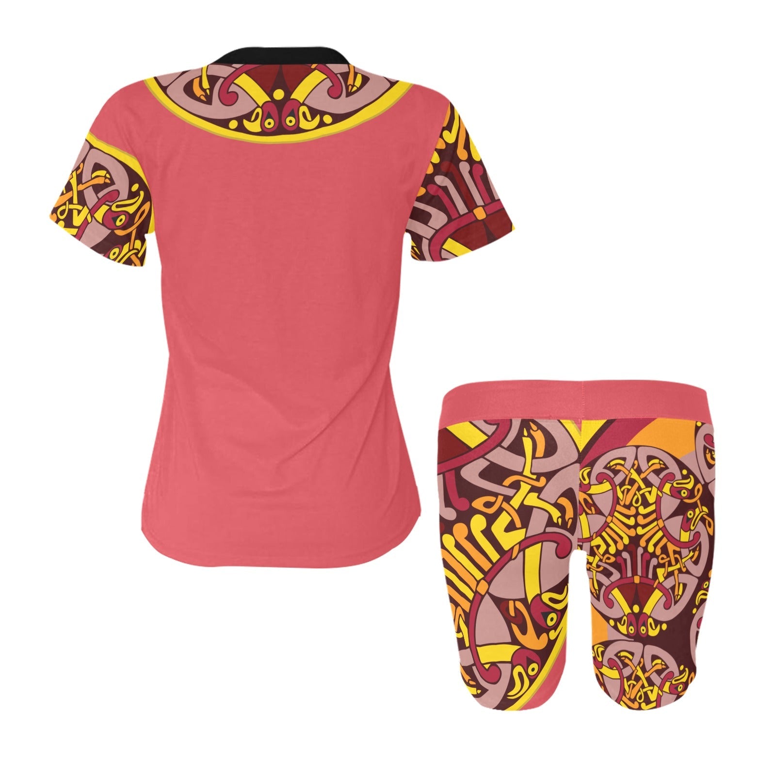 Women's Short Yoga Set(ModelSets 03) - Celtic graphic style pattern Color