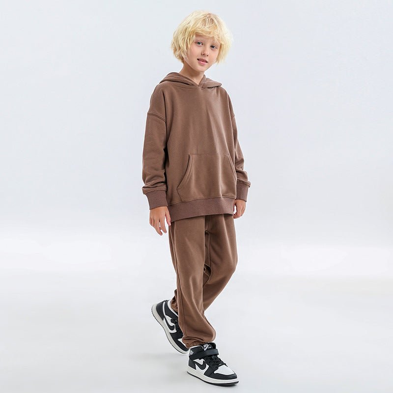 Children's Clothing Autumn And Winter New Terry Cotton Loose Hooded Sweater Suit Men And Women Two-Piece Suit