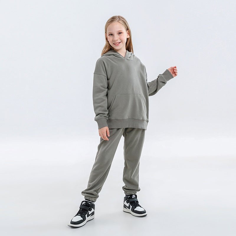 Children's Clothing Autumn And Winter New Terry Cotton Loose Hooded Sweater Suit Men And Women Two-Piece Suit