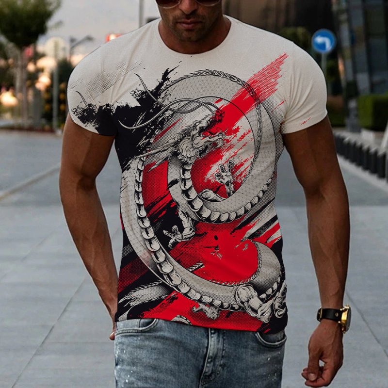 Cross-border foreign trade new men's short-sleeved color 3D print T-shirt casual fashion Amazon spot T-shirt