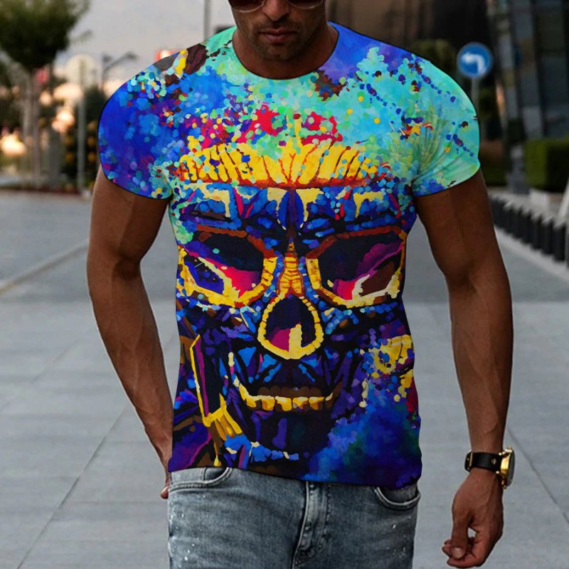 Cross-border foreign trade new men's short-sleeved color 3D print T-shirt casual fashion Amazon spot T-shirt