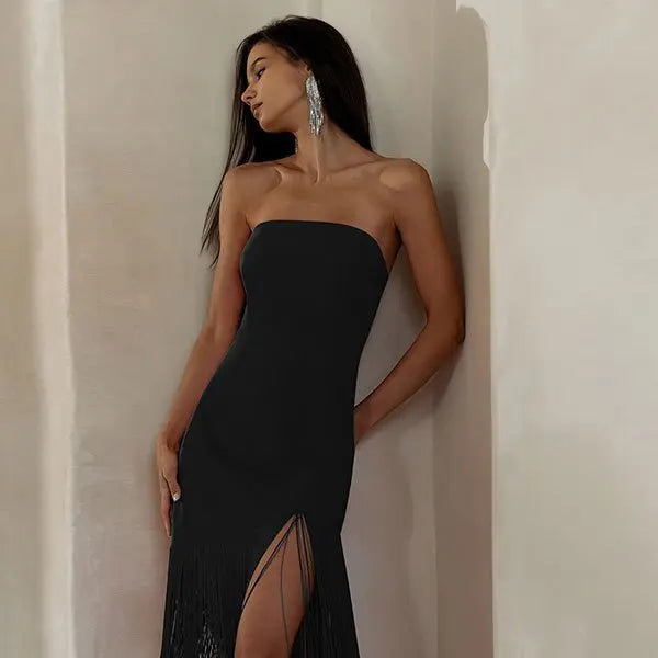 Dress Strapless Split Women - Premium Dresses for sale