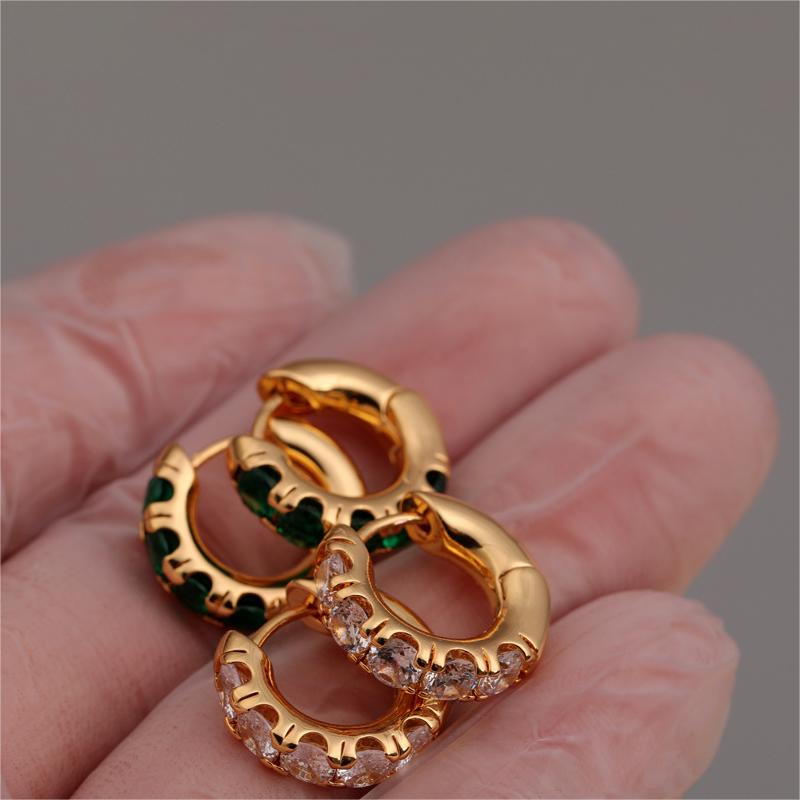 Ear Ring Trendy 18K Gold Plated Gold Inlaid Emerald Earrings Women Elegant Earrings Ear Ring