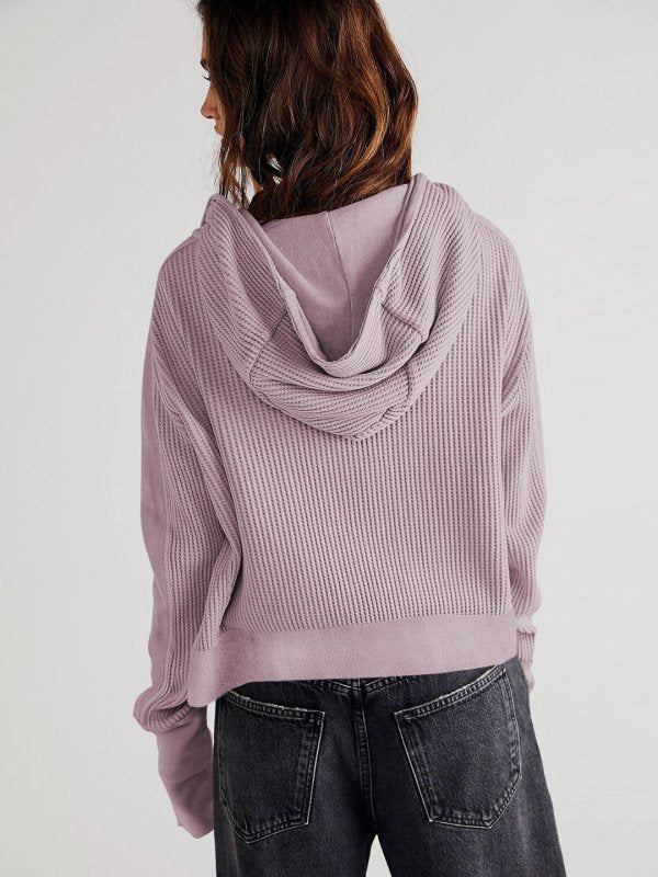 Fall Winter Patchwork Sweater Women Clothing Hooded Long Sleeve Loose Lazy Zipper Hooded Sweatshirt