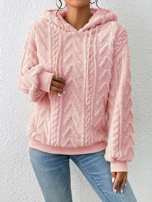 Fall Winter Women Pullover Sweater Flannel Hooded Loose Plush Jacket
