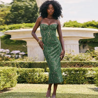 Fashionable women's lace, split mid - length skirt, thin backless dress - Premium Dress for sale