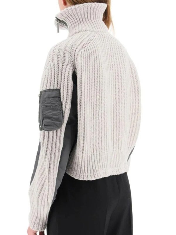 Fashionable women&#39;s ribbed knit zip-up jacket for winter