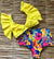 Floral Vintage High Waist Swimsuit Bikini Sexy Flounce Vest Deep V Plunge Plunge Swimsuit