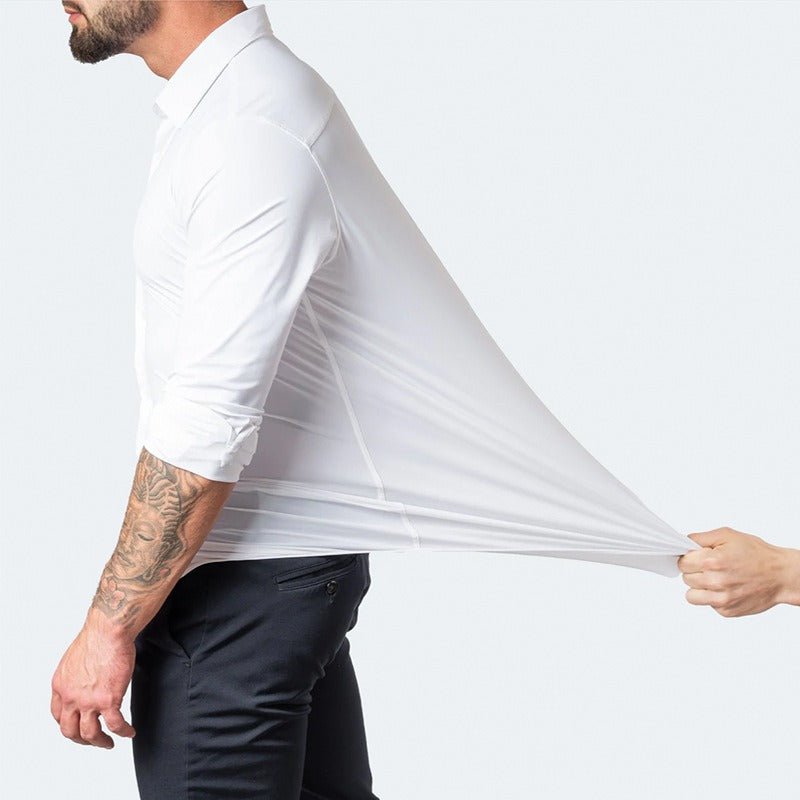 Four Sided Stretch Iron Free Men's Long Sleeve Shirt Mercerized Vertical Sense European Men's Shirt