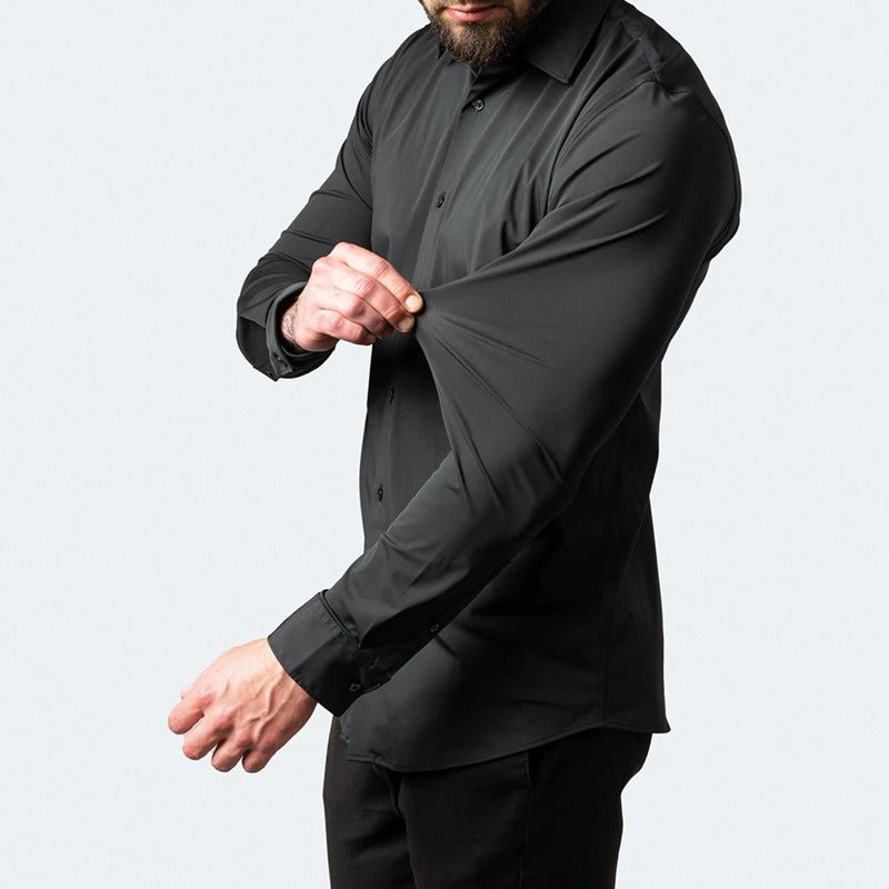 Four Sided Stretch Iron Free Men's Long Sleeve Shirt Mercerized Vertical Sense European Men's Shirt