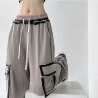 Goth Grey Drawstring Loose Sweatpants - Premium Pants for sale