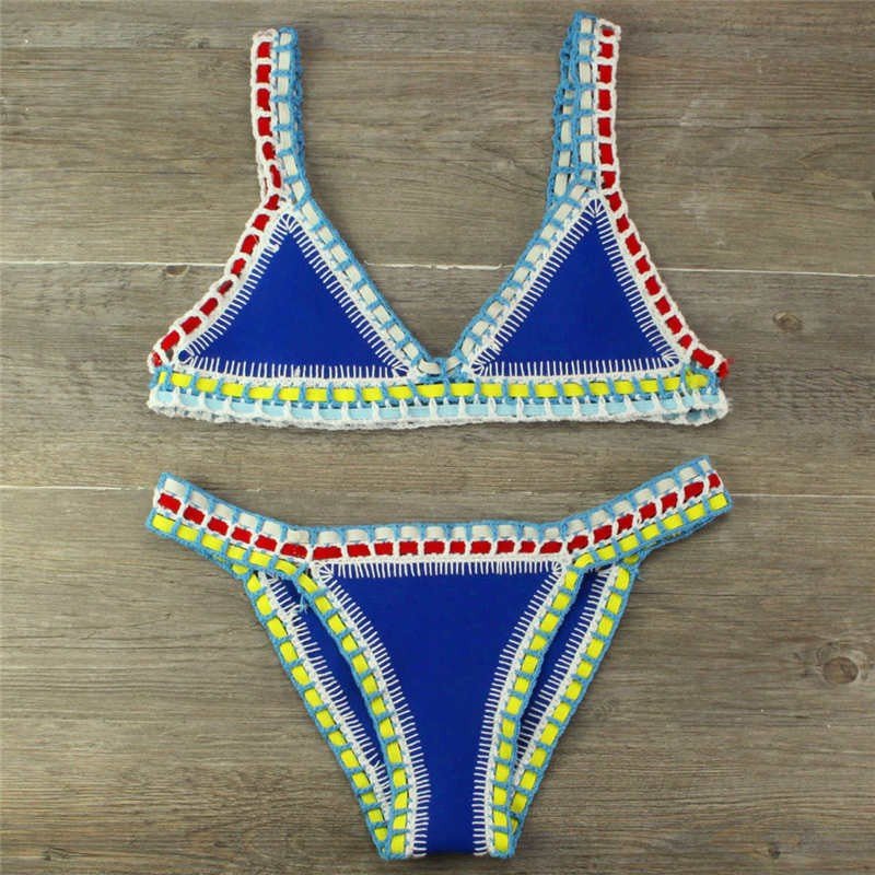 Hand Crocheted Bikini Knitted Stitching Swimsuit Set
