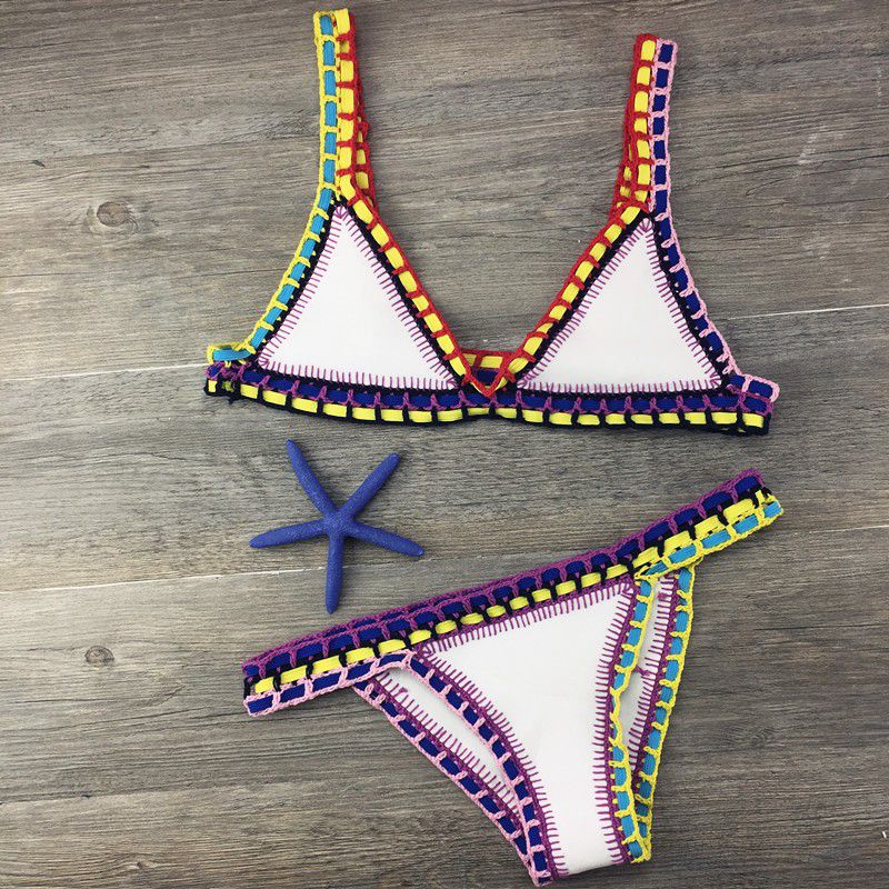 Hand Crocheted Bikini Knitted Stitching Swimsuit Set