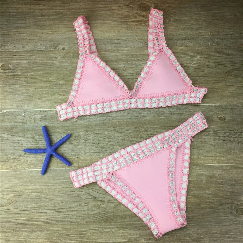 Hand Crocheted Bikini Knitted Stitching Swimsuit Set