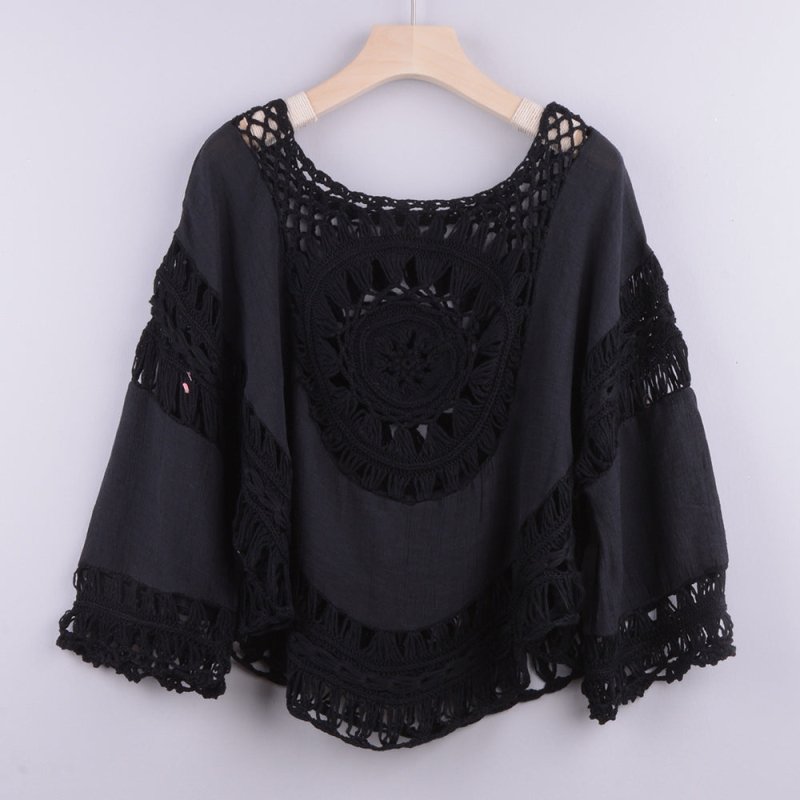 Hand Crocheting Backless Hollow Out Cutout Wind Beach Smock Top