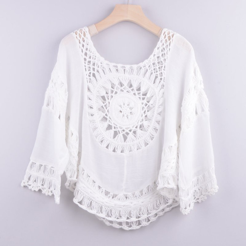 Hand Crocheting Backless Hollow Out Cutout Wind Beach Smock Top