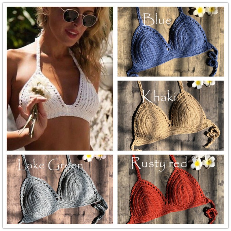 Hand Crocheting Knitting Bikini Wrapped Chest Lady Sexy All-Match Spring Split Swimsuit