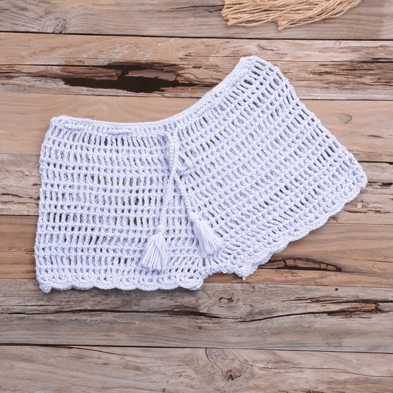 Hand Woven Beach Swimming Trunks Lace Up Cutout Boxers